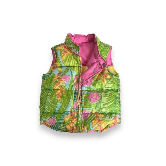 Lily Pulitzer Zip Up Tropical Puffer Vest - Picture 1 of 5